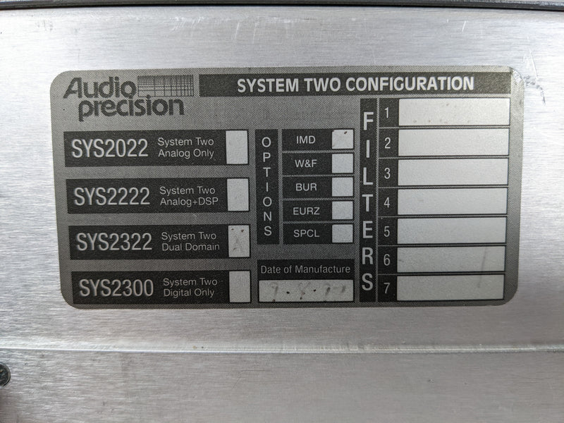 Audio Precision System Two 2322 Analog Signal Generator