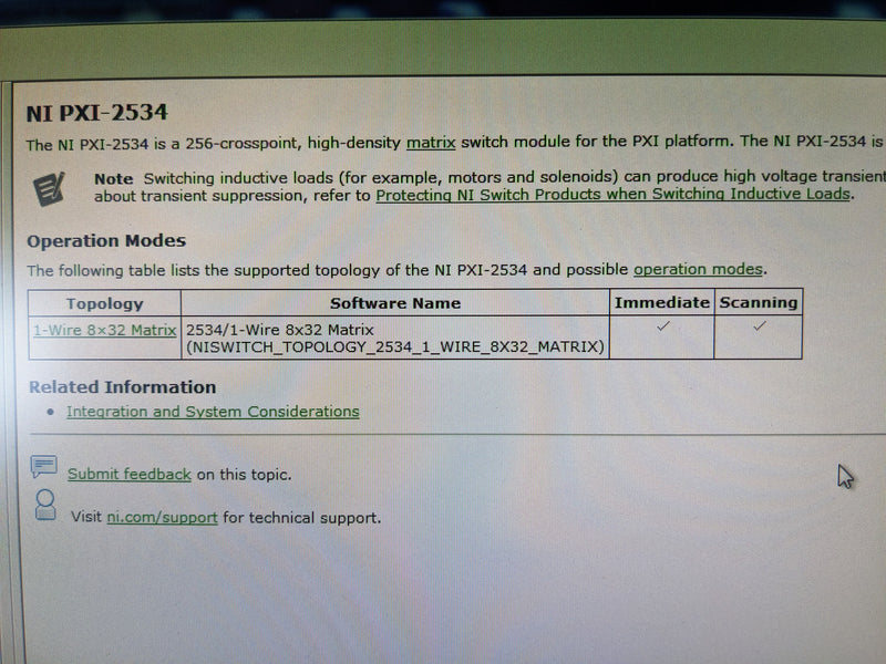 National Instruments PXI 2534 Switch Module