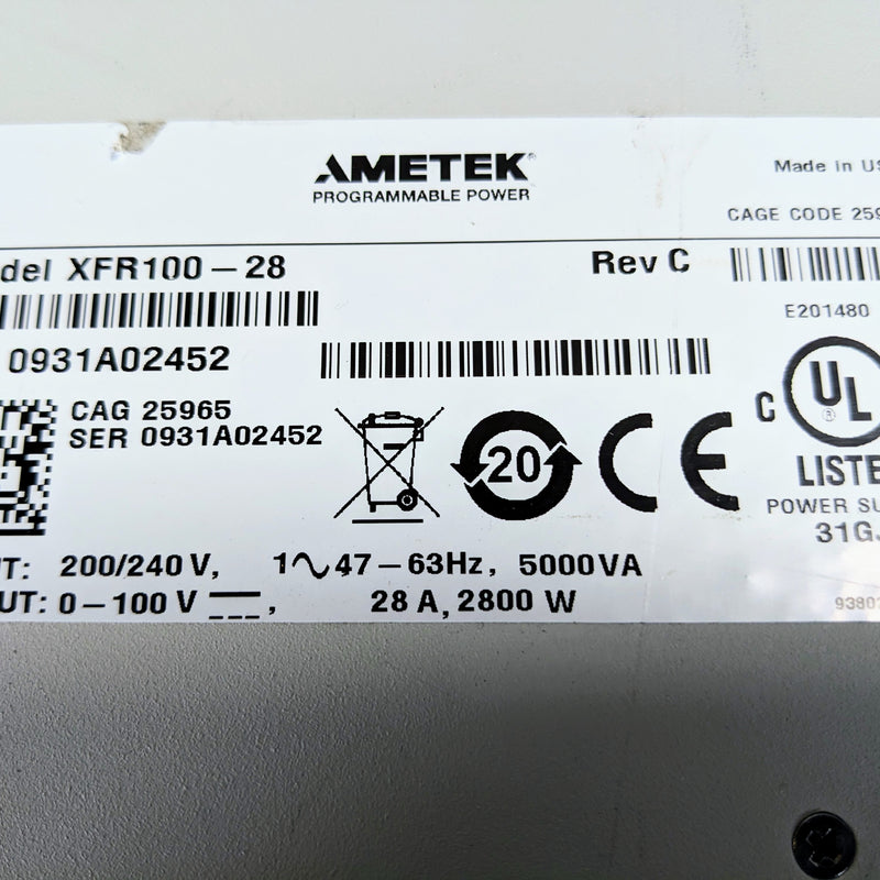 Sorensen XFR 100-28 DC Power Supply