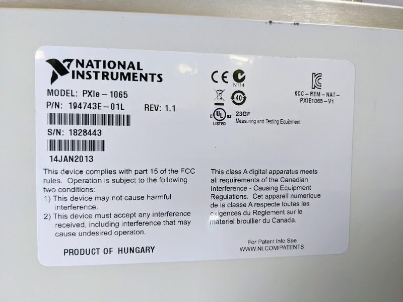 National Instruments NI PXIe 1065 Chassis