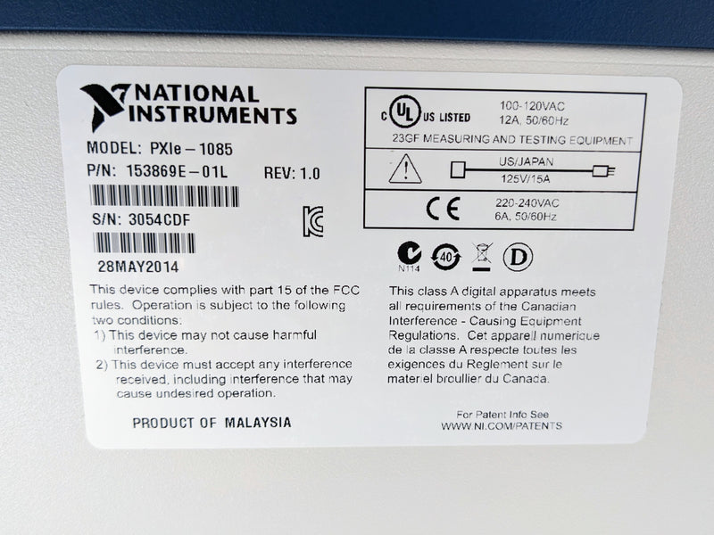 National Instruments NI PXIe 1085 Chassis Mainframe