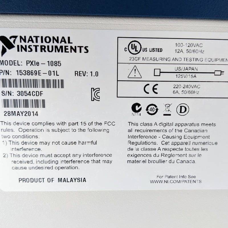 National Instruments NI PXIe 1085 Chassis Mainframe