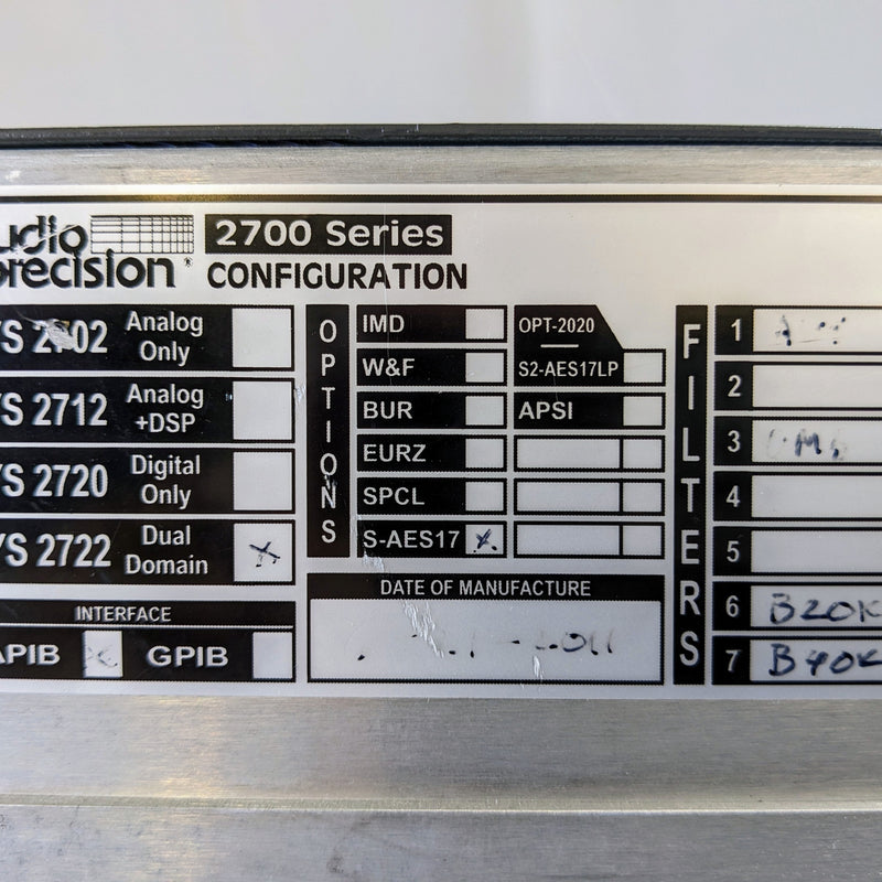 Audio Precision SYS 2722 Audio Analyzer