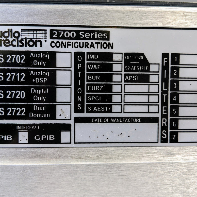 Audio Precision SYS 2722 Audio Analyzer