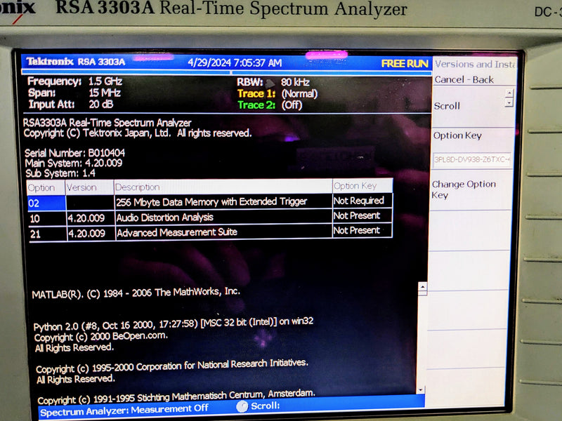 Tektronix RSA 3303 A Real Time Spectrum Analyzer