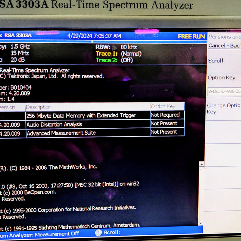 Tektronix RSA 3303 A Real Time Spectrum Analyzer