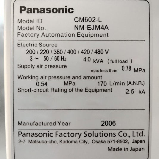 Panasonic CM 602 L Pick and Place