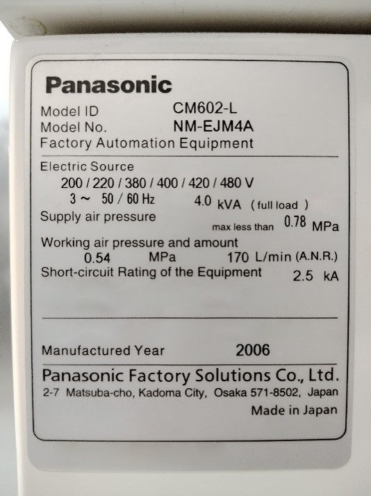 Panasonic CM 602 L Pick and Place