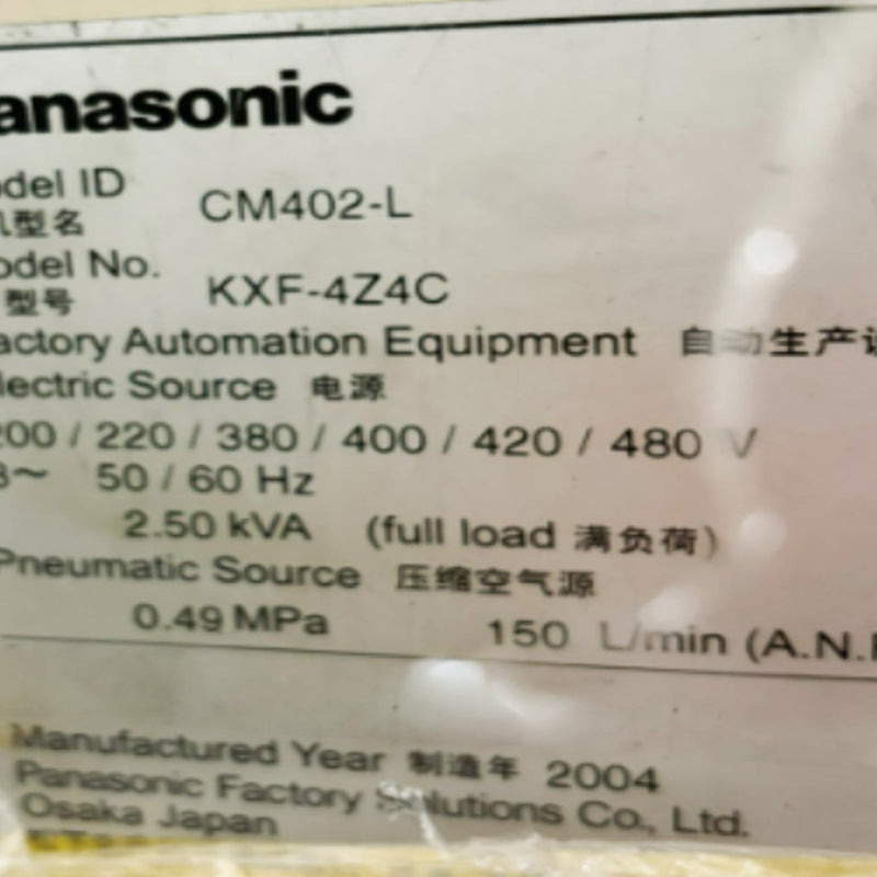 Panasonic CM 402 L / KXF 4 Z 4 C Pick and Place