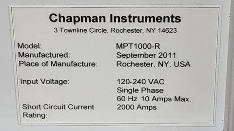 Chapman MPT 1000 Wafer Thickness & Roughness Measurement System