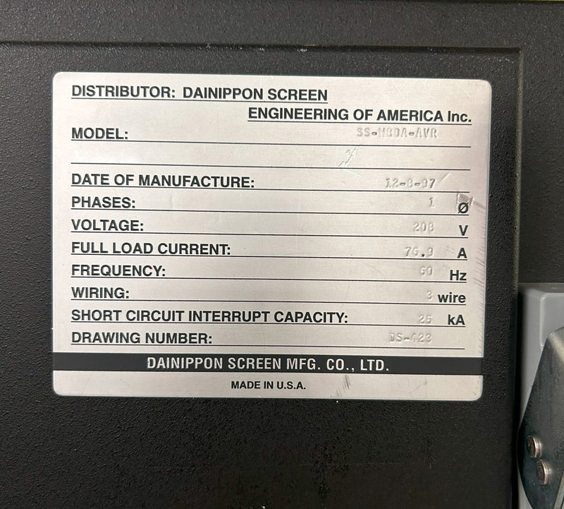 Dainippon (DNS) SS W 80 A-AVR Wafer Scrubber