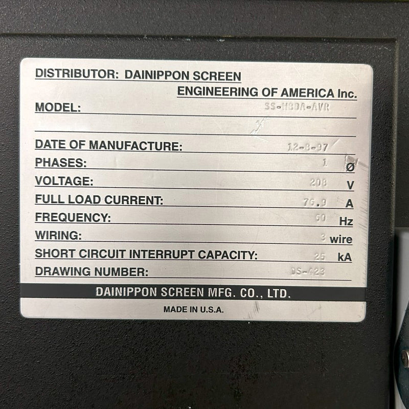 Dainippon (DNS) SS W 80 A-AVR Wafer Scrubber