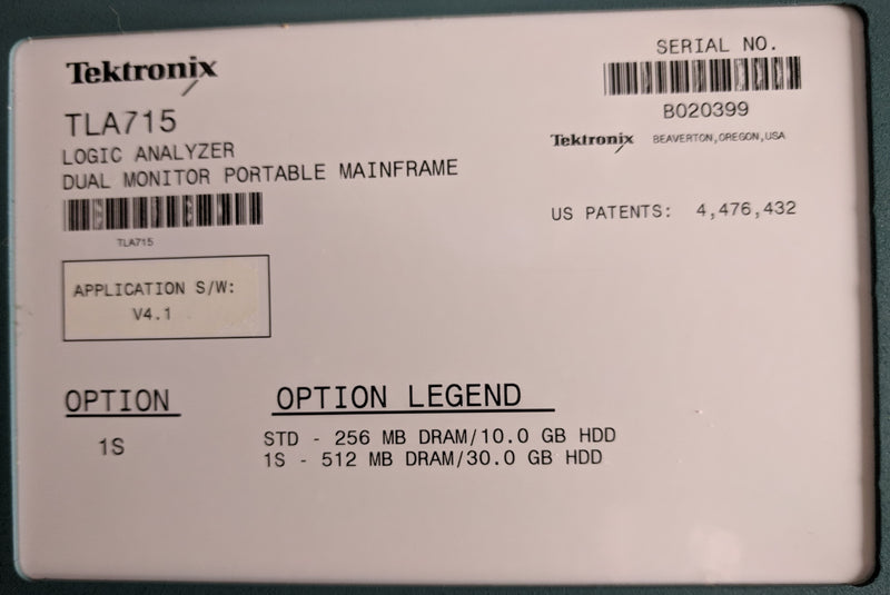 Tektronix TLA 715 Logic Analyzer Dual Monitor Portable Mainframe