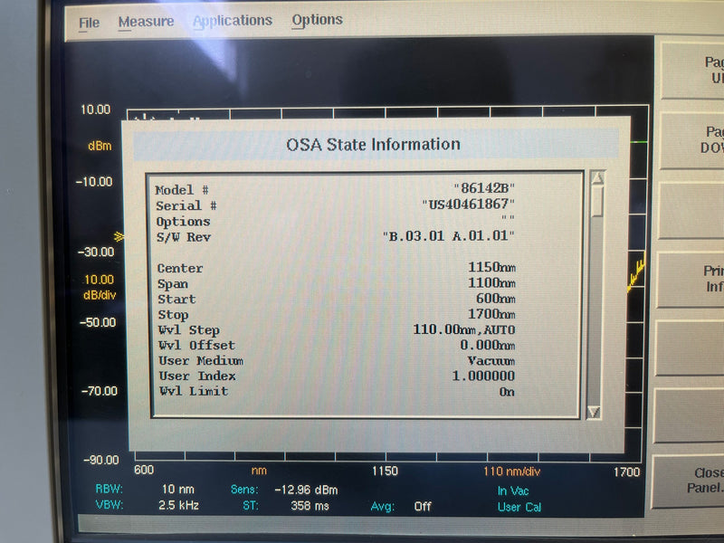 Agilent 86142 B Optical Spectrum Analyzer