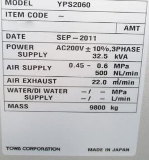 Towa-YPS 2060-Auto Mold-50299 Refurbished