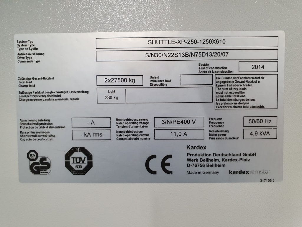 Buy Kardex-Shuttle XP 250 1250 X 610-Pasternoster-52199 Online