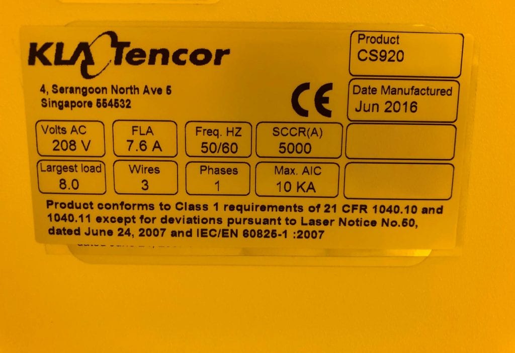 KLA / Tencor -Candela CS 920 -Optical Surface Analyzer -54785