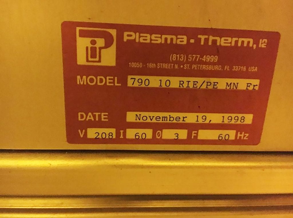 Plasmatherm 790 Reactive Ion Etching / Plasma Enhanced System 57932 Image 6