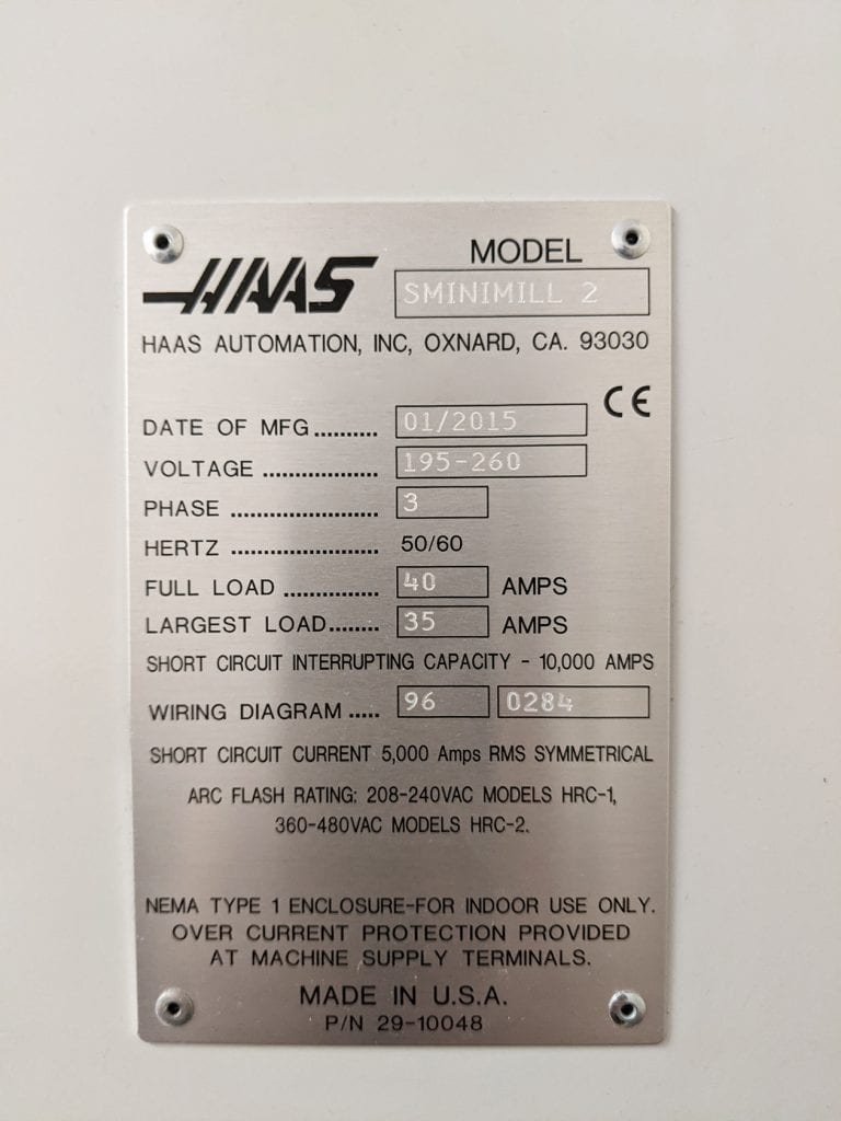 Haas Super Mini Mill 2 CNC 58283