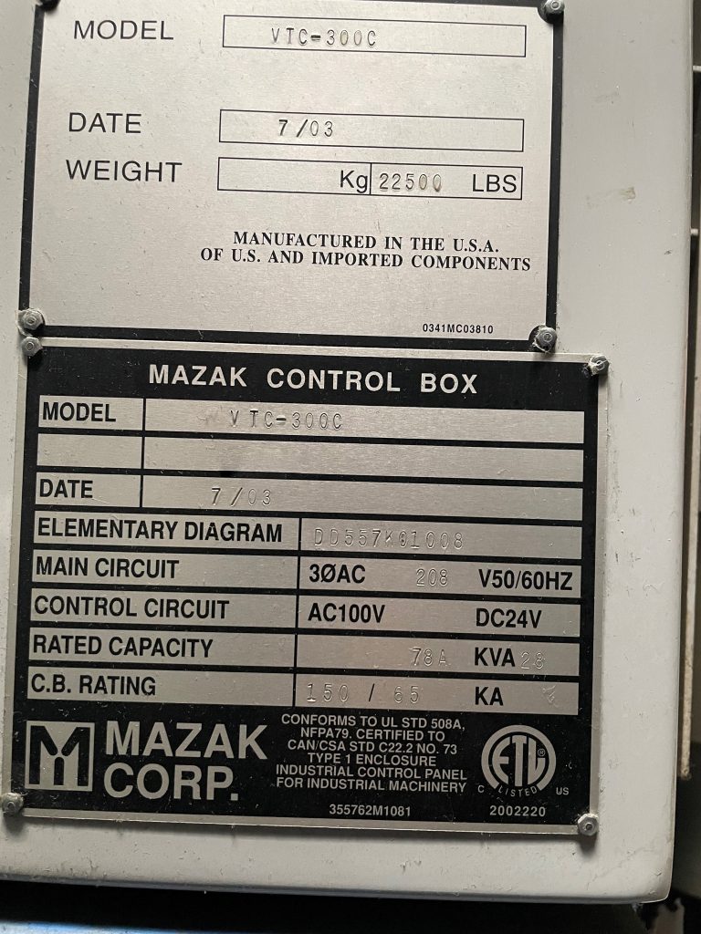 Buy Online Mazak VTC 300 C 63375