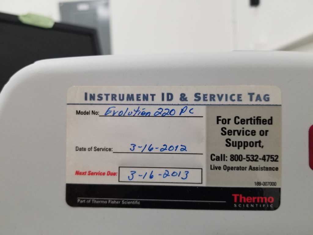 Thermo Fisher Scientific Evolution 220 UV/Vis Spectrophotometer 63536 For Sale Online