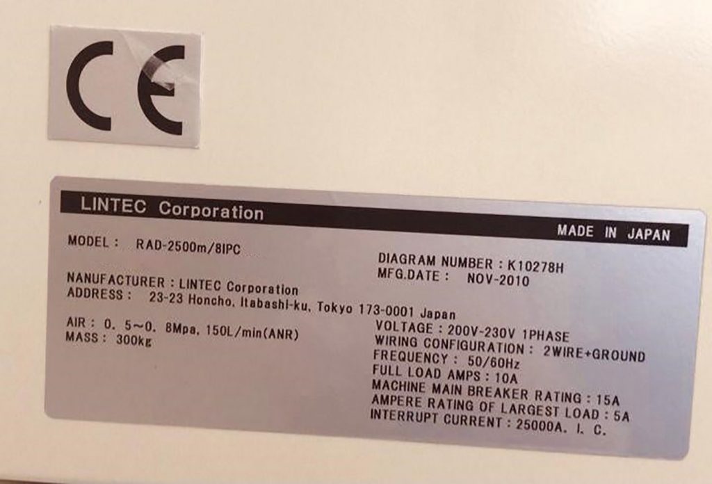 Lintec-RAD 2500 M / 8 IPC-Semi-Auto Tape Mounter-64973 | Bridge Tronic ...