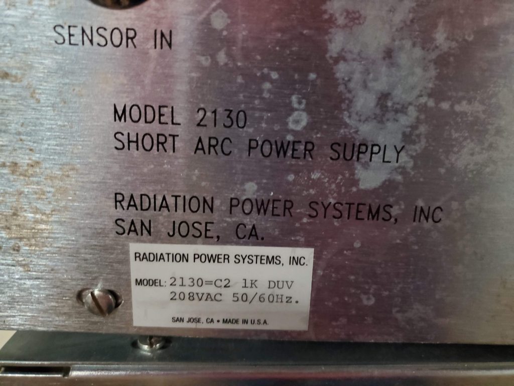 Radiation Power Systems  2130 C 2  Short Arc Power Supply  65862 For Sale