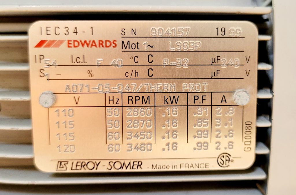 Edwards  E 2 M 1.5  Electric Rotary Vane Pump  67015 Refurbished