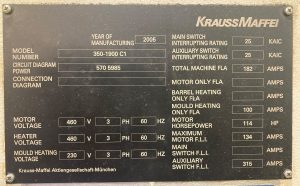 Buy Online Krauss Maffei  350 1900 C 1  Molding Press  71656