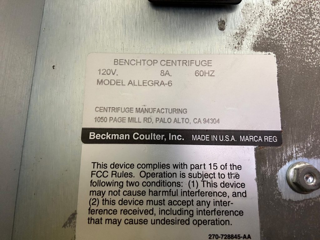 Buy Beckman Coulter  Allegra 6  Benchtop Centrifuge  71083