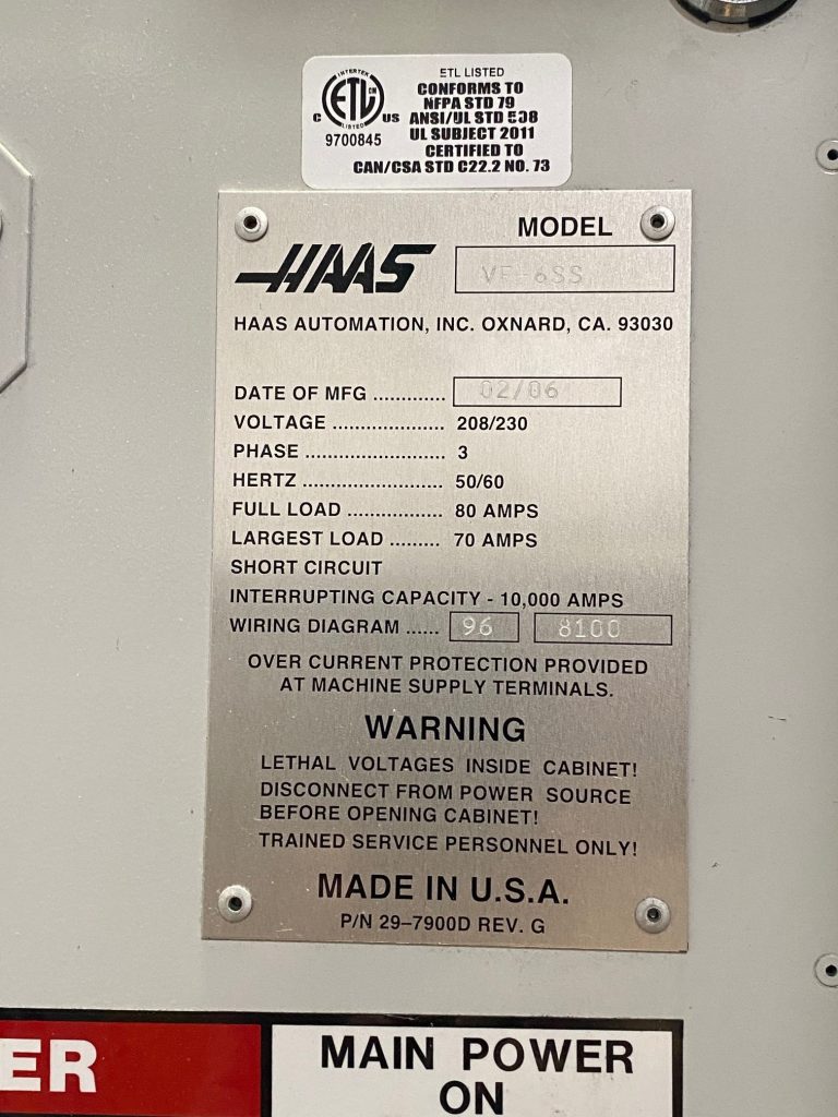 Haas  VF 6 SS  Vertical Mill  73419 For Sale Online