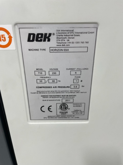 Dek  Horizon 03 iX  Screen Printer  71781 Refurbished