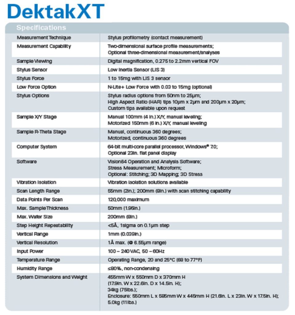 Buy Veeco / Bruker  Dektak XT  Profilometer  75001 Online