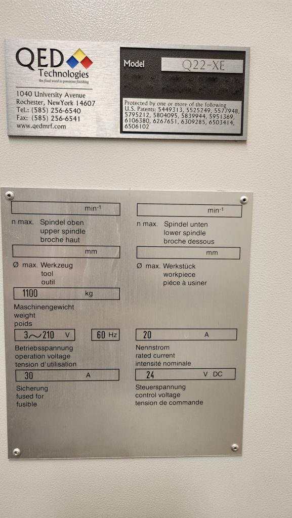 QED Technologies  Q 22 XE  Polishing Machine  75556 For Sale