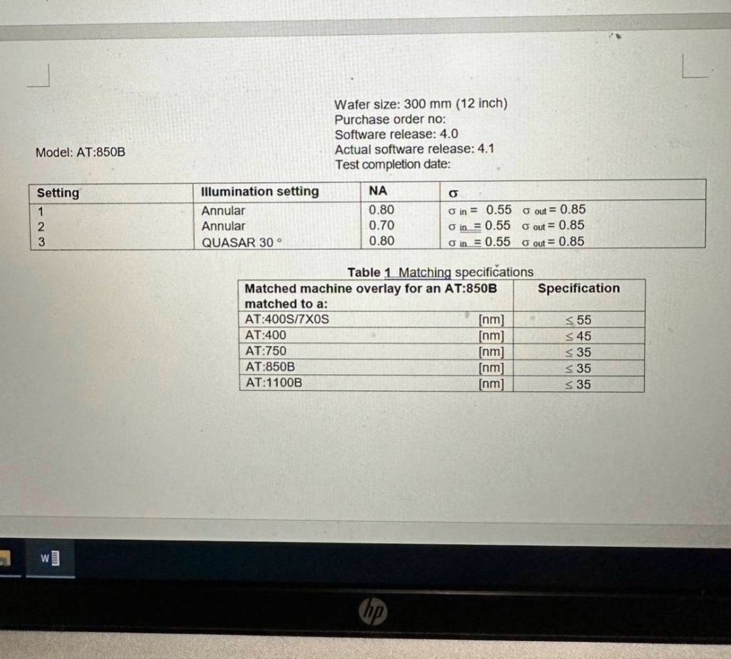 View ASML  Twinscan AT 850 B  Wafer Stepper  75800